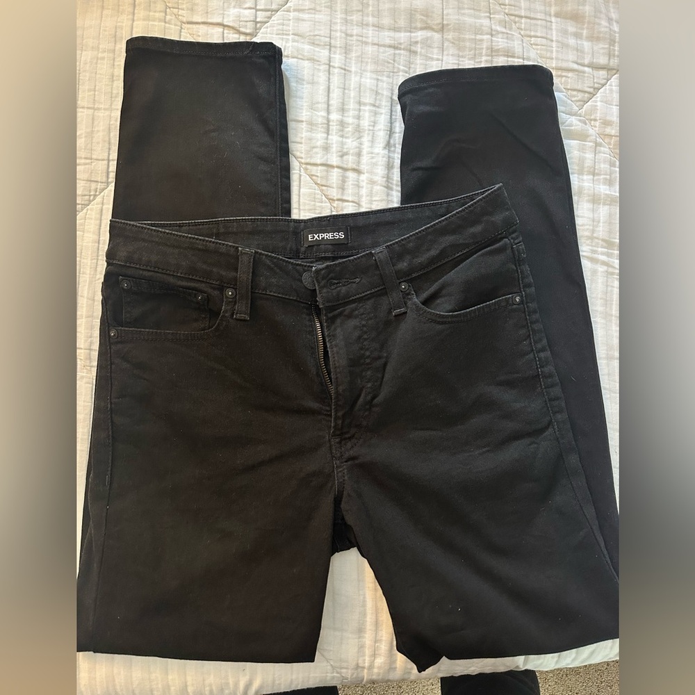 Express - Men’s extreme stretch slim straight black jeans 31x32